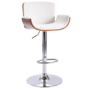Barkruk kunstleer wit donkerbruin 61-81 cm