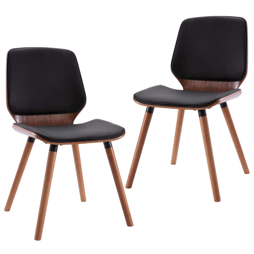 Eetkamerstoelen Kunstleer 2 Donkerbruin en zwart
