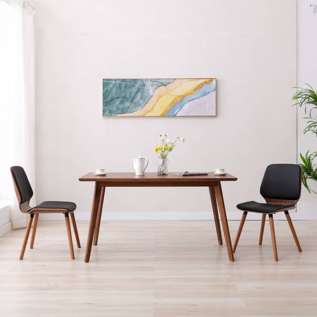 Eetkamerstoelen Kunstleer 2 Donkerbruin en zwart
