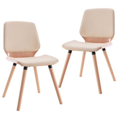 Eetkamerstoelen Kunstleer Crème 2 light brown and cream
