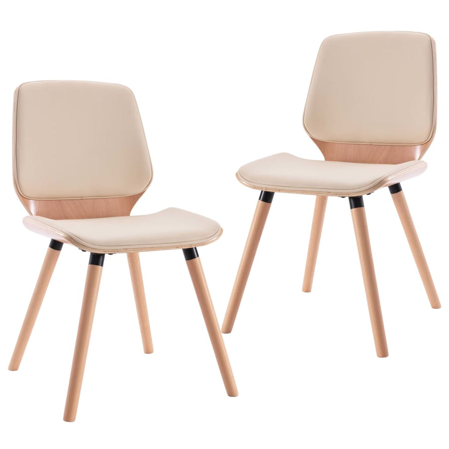 Eetkamerstoelen Kunstleer Crème 2 light brown and cream