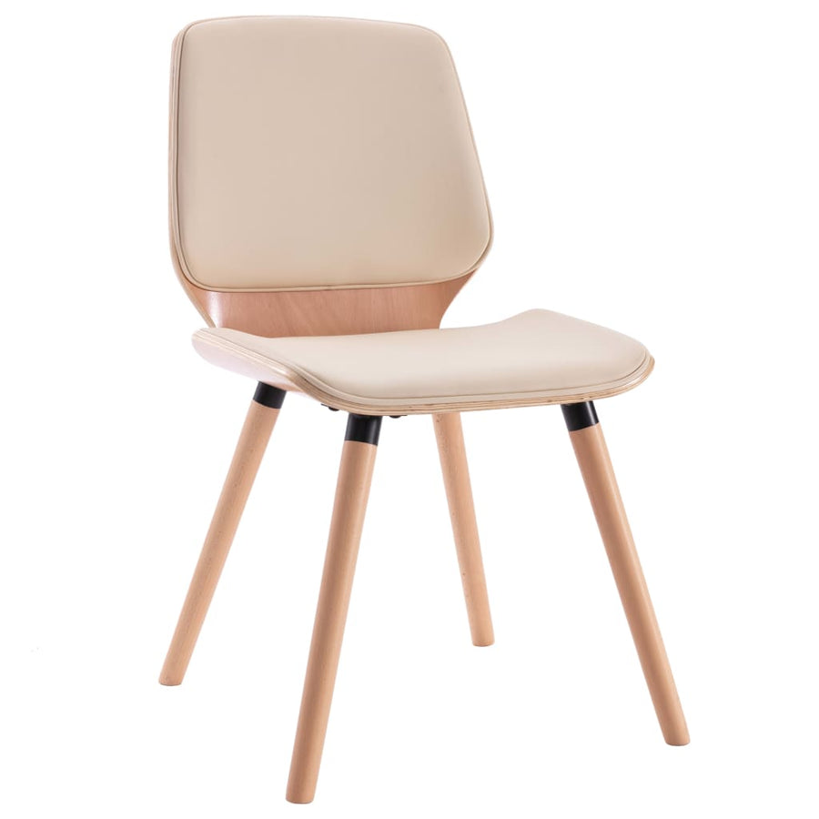 Eetkamerstoelen Kunstleer Crème 2 light brown and cream
