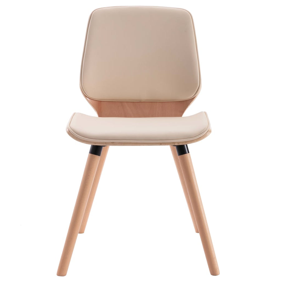 Eetkamerstoelen Kunstleer Crème 2 light brown and cream