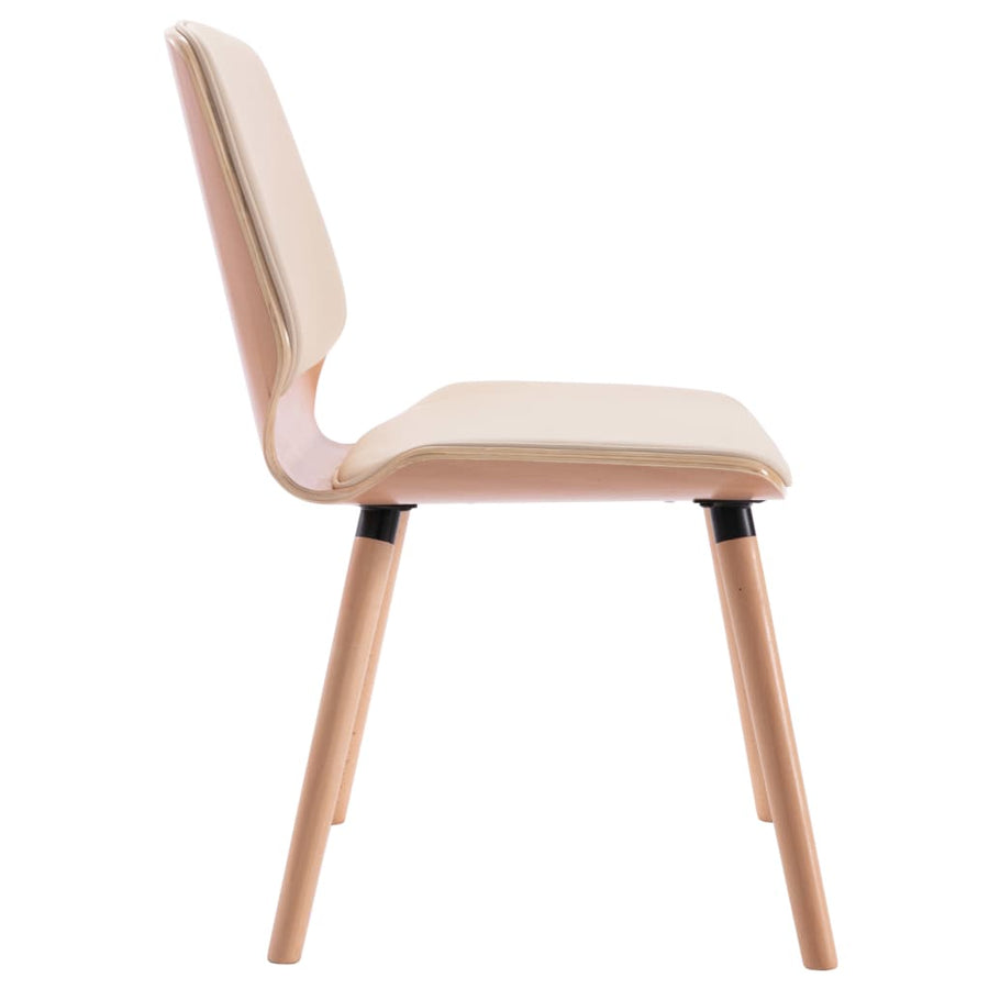 Eetkamerstoelen Kunstleer Crème 2 light brown and cream
