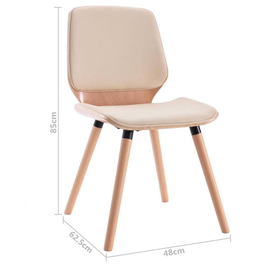 Eetkamerstoelen Kunstleer Crème 2 light brown and cream