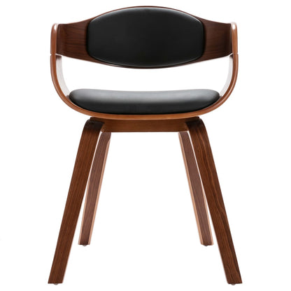 Eetkamerstoelen Gebogen Hout En Kunstleer 2 Donkerbruin en zwart