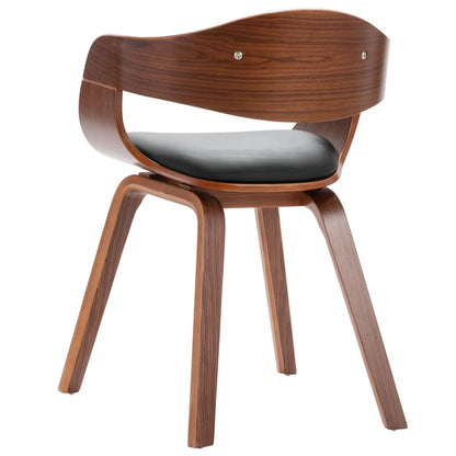 Eetkamerstoelen Gebogen Hout En Kunstleer 2 Donkerbruin en zwart