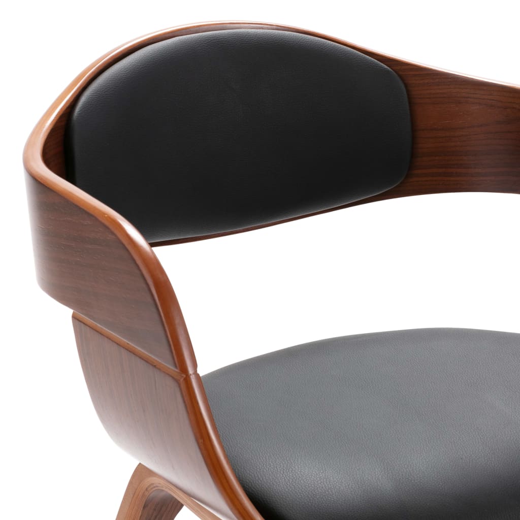 Eetkamerstoelen Gebogen Hout En Kunstleer 2 Donkerbruin en zwart