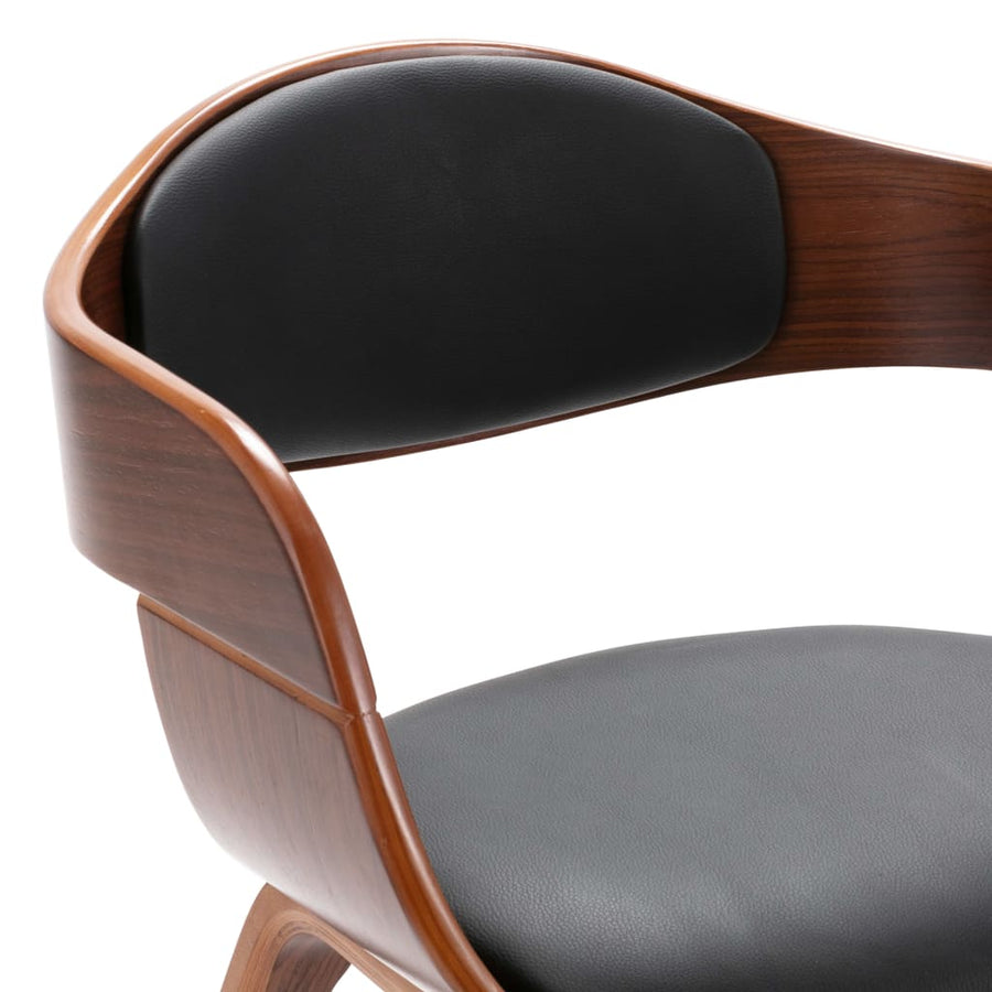 Eetkamerstoelen Gebogen Hout En Kunstleer 2 Donkerbruin en zwart