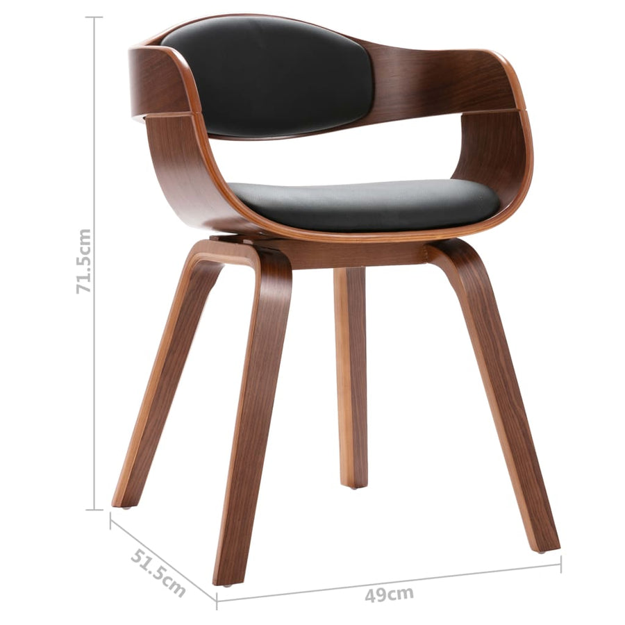 Eetkamerstoelen Gebogen Hout En Kunstleer 2 Donkerbruin en zwart