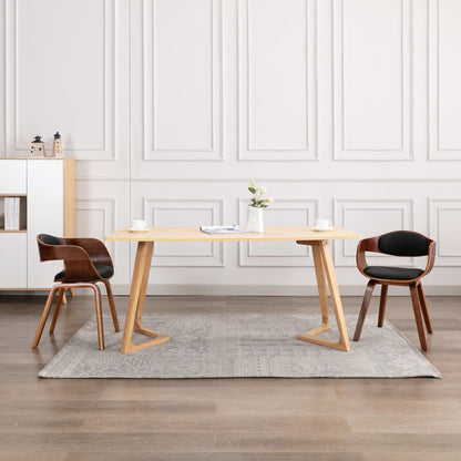 Eetkamerstoelen Gebogen Hout En Kunstleer 2 Donkerbruin en zwart