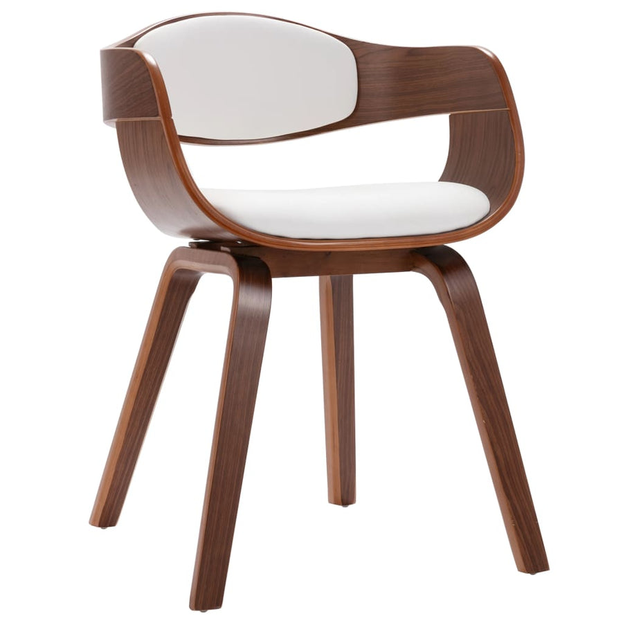 Eetkamerstoelen Gebogen Hout En Kunstleer 2 Donkerbruin en wit