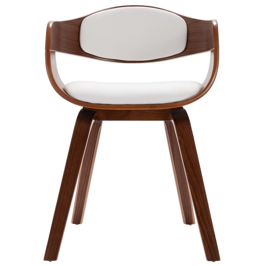 Eetkamerstoelen Gebogen Hout En Kunstleer 2 Donkerbruin en wit