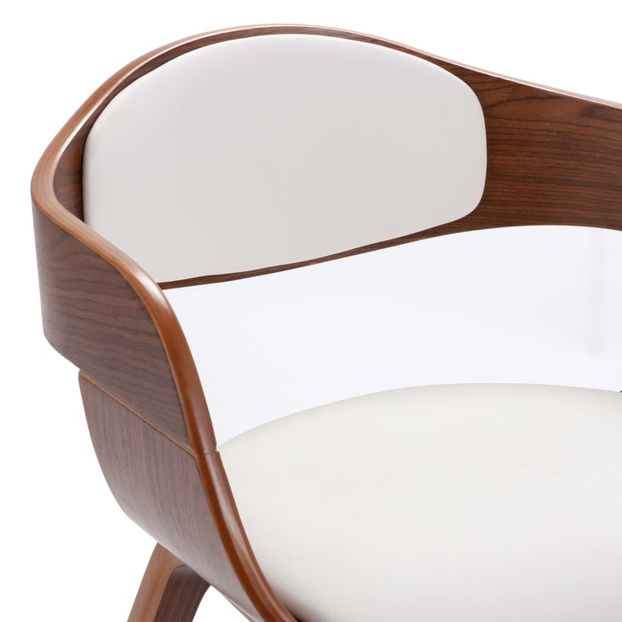Eetkamerstoelen Gebogen Hout En Kunstleer 2 Donkerbruin en wit