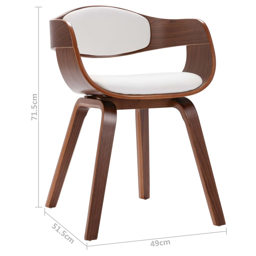 Eetkamerstoelen Gebogen Hout En Kunstleer 2 Donkerbruin en wit