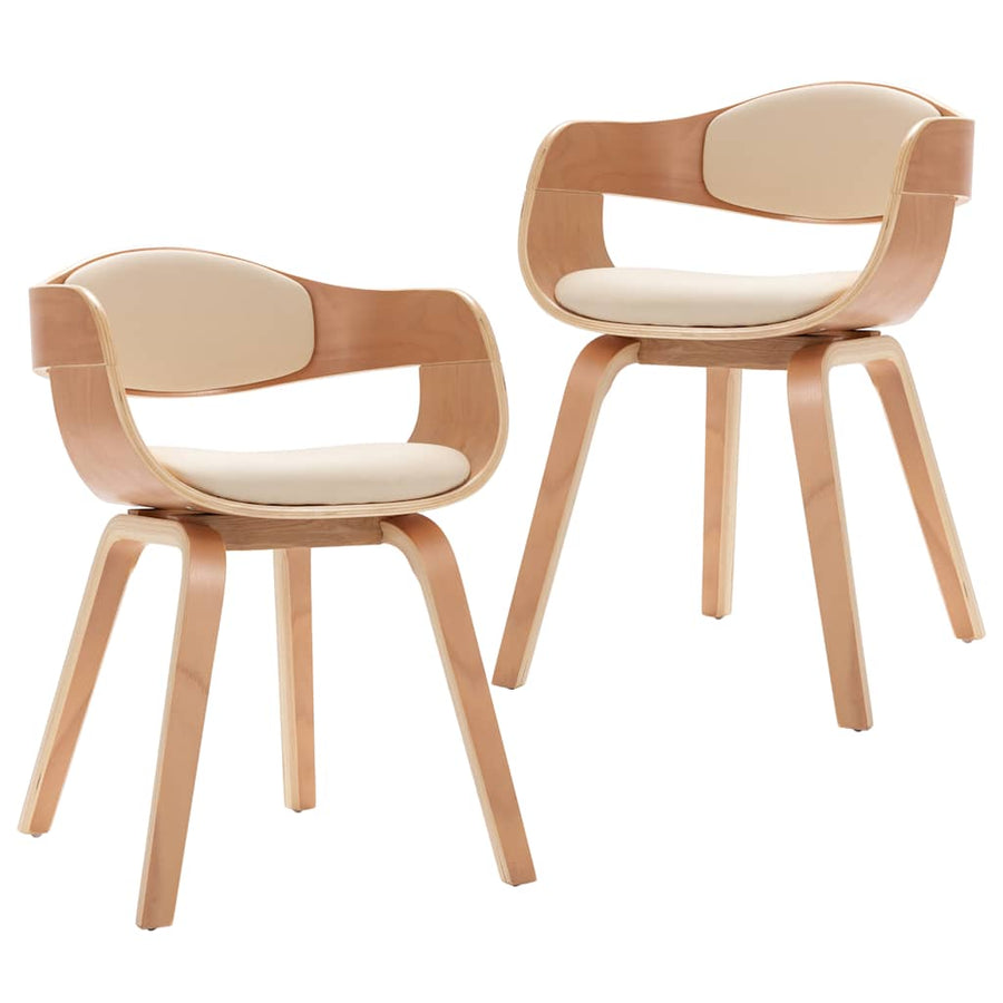 Eetkamerstoelen 2 st gebogen hout en kunstleer