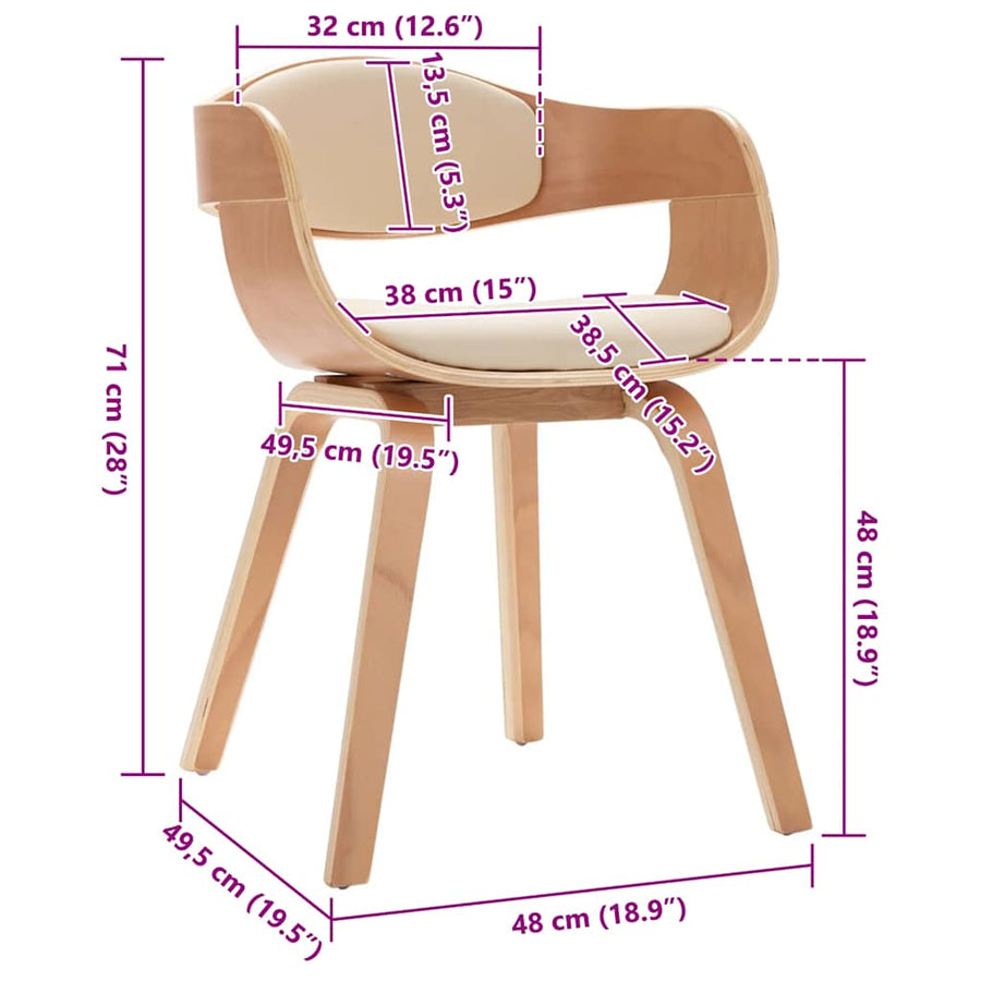 Eetkamerstoelen 2 st gebogen hout en kunstleer