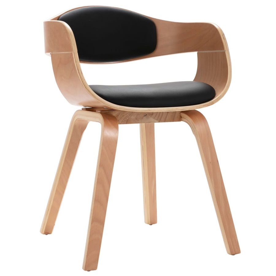 Eetkamerstoelen Gebogen Hout En Kunstleer 2 Lichtbruin en zwart