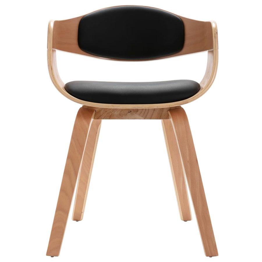 Eetkamerstoelen Gebogen Hout En Kunstleer 2 Lichtbruin en zwart