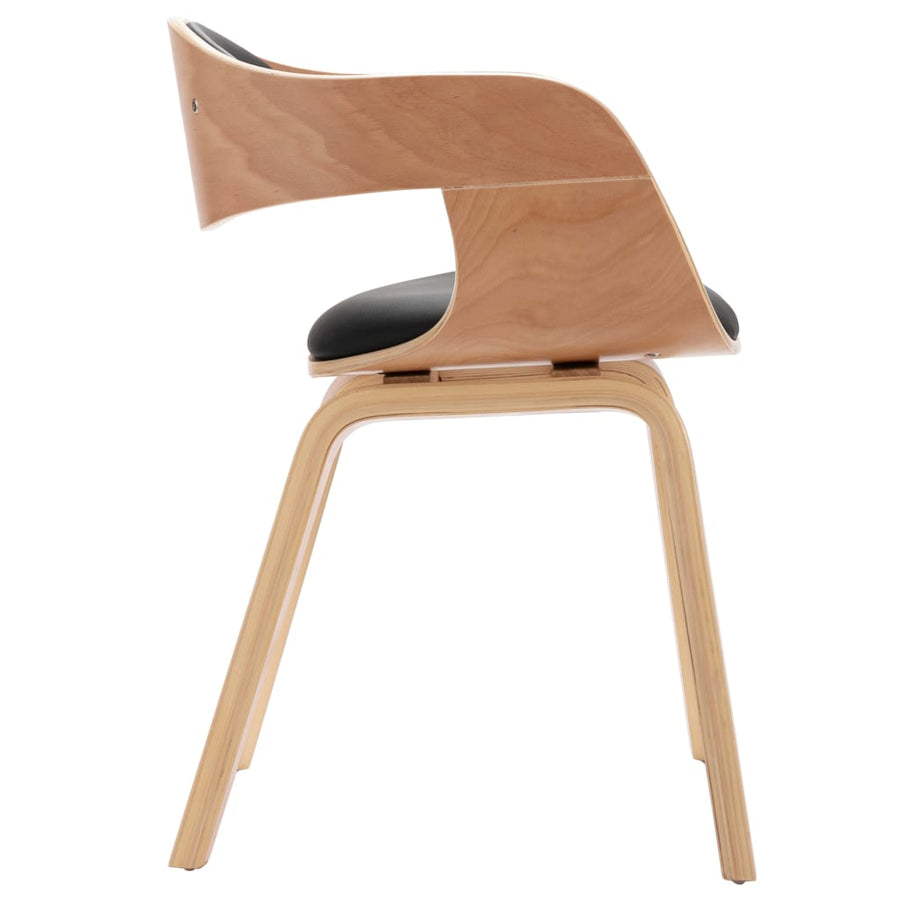 Eetkamerstoelen Gebogen Hout En Kunstleer 2 Lichtbruin en zwart