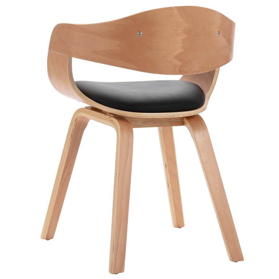 Eetkamerstoelen Gebogen Hout En Kunstleer 2 Lichtbruin en zwart
