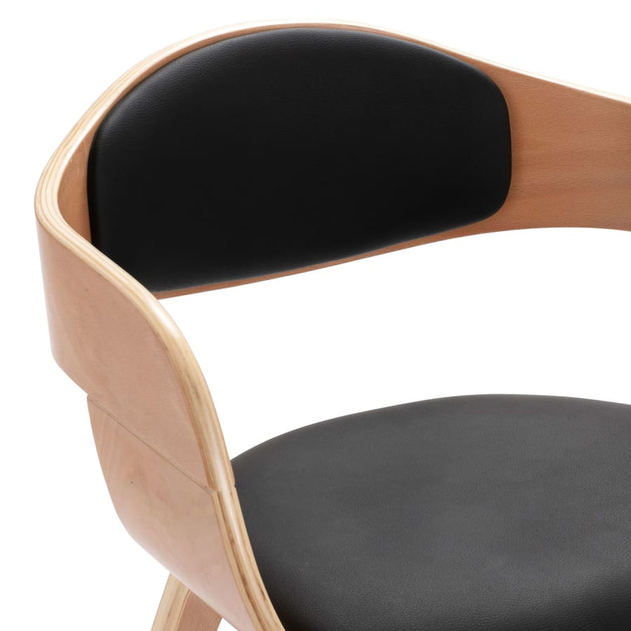 Eetkamerstoelen Gebogen Hout En Kunstleer 2 Lichtbruin en zwart