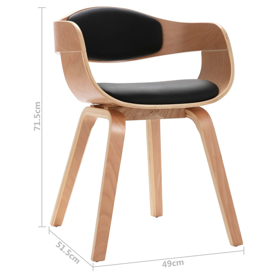 Eetkamerstoelen Gebogen Hout En Kunstleer 2 Lichtbruin en zwart