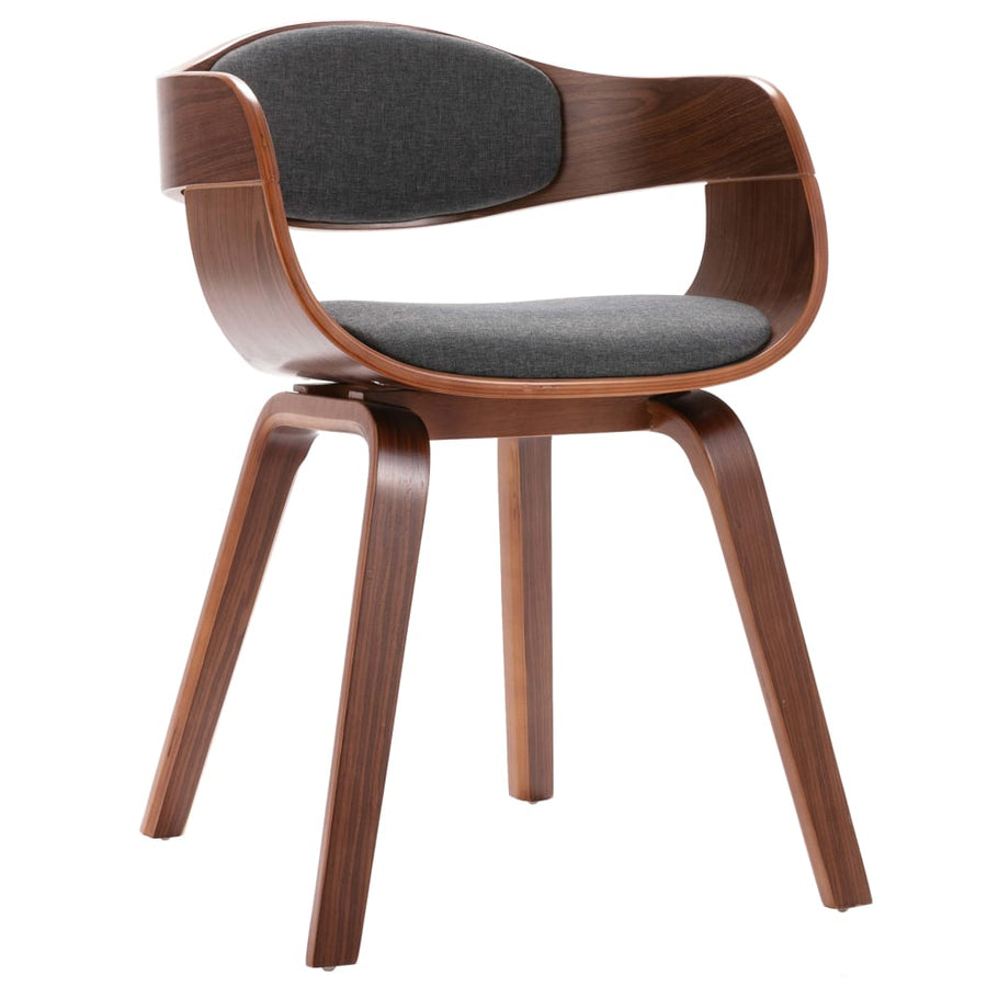 Eetkamerstoelen Gebogen Hout En Stof 2 Donkerbruin en grijs