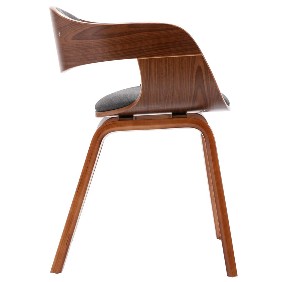 Eetkamerstoelen Gebogen Hout En Stof 2 Donkerbruin en grijs