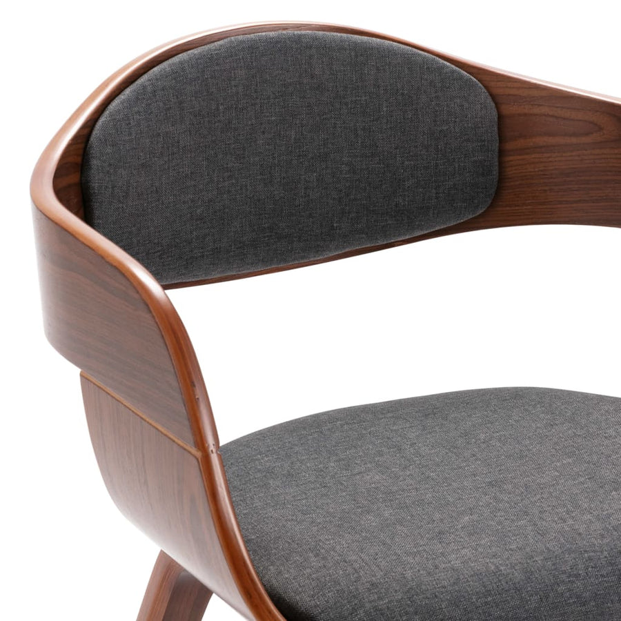 Eetkamerstoelen Gebogen Hout En Stof 2 Donkerbruin en grijs