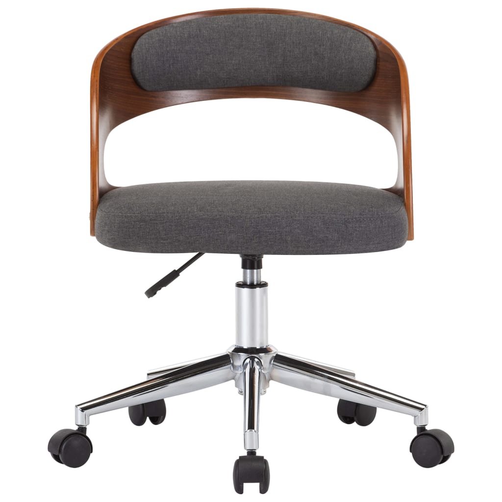 Eetkamerstoel draaibaar gebogen hout en stof grijs 1 Grijs