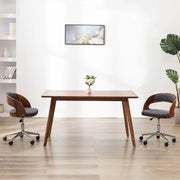 Eetkamerstoel draaibaar gebogen hout stof grijs 48x53x66-74.5 cm