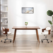 Dining chair swivel bent wood and faux leather white