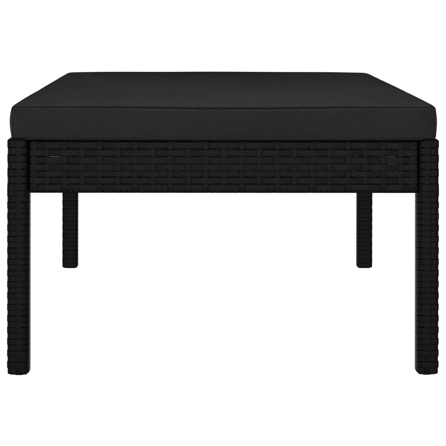 3-delige Loungeset met kussens poly rattan zwart