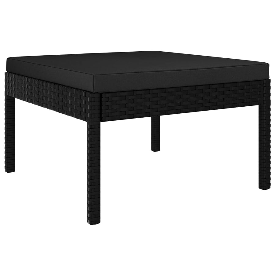3-delige Loungeset met kussens poly rattan zwart