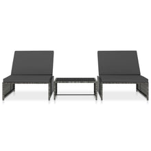 Ligbedden 2 St Met Tafel Poly Rattan Grijs