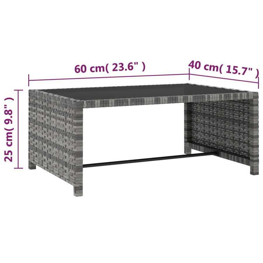 Ligbedden 2 St Met Tafel Poly Rattan Grijs
