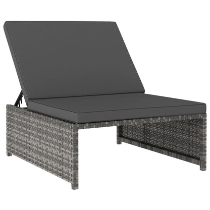 Ligbedden 2 St Met Tafel Poly Rattan Grijs