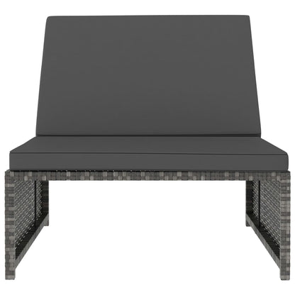 Ligbedden 2 St Met Tafel Poly Rattan Grijs