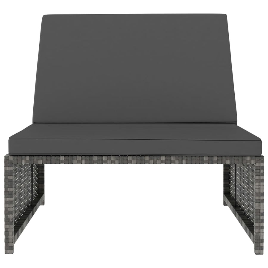 Ligbedden 2 St Met Tafel Poly Rattan Grijs