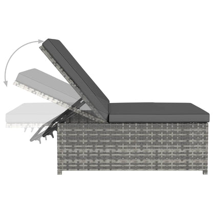 Ligbedden 2 St Met Tafel Poly Rattan Grijs