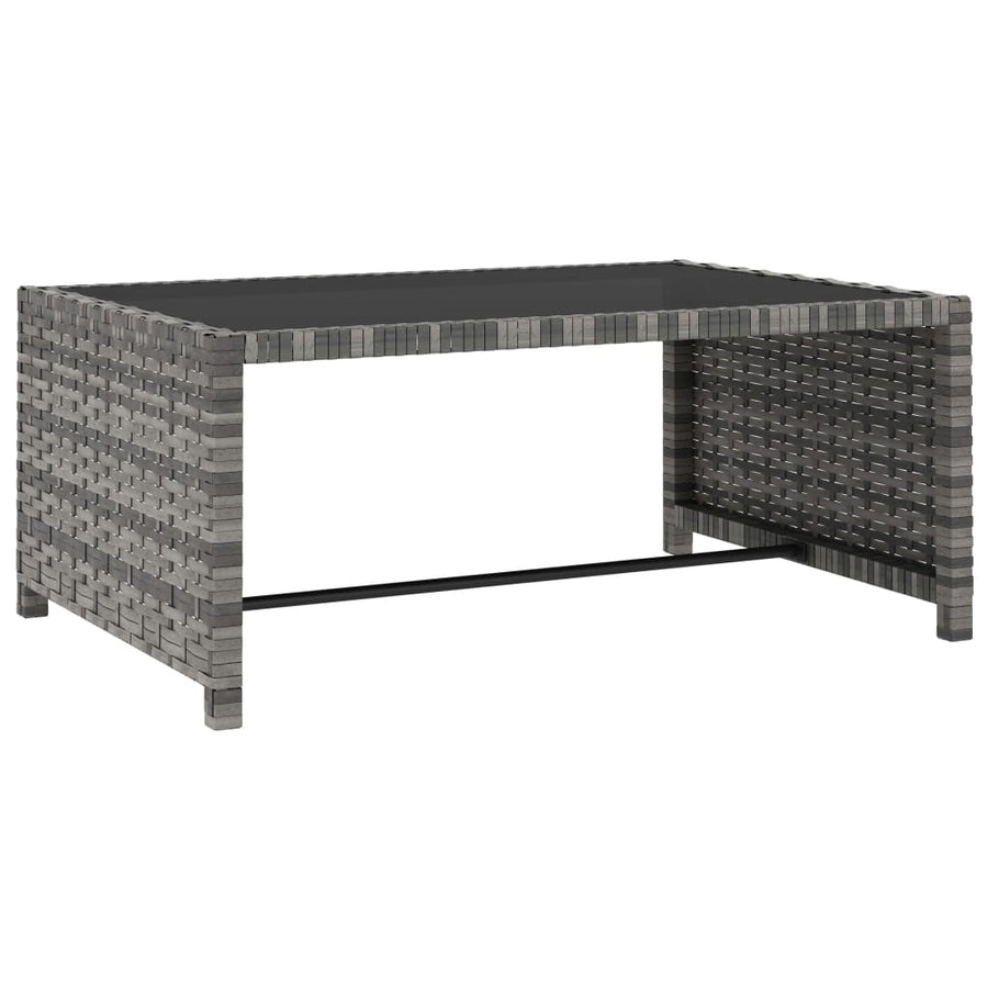 Ligbedden 2 St Met Tafel Poly Rattan Grijs