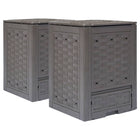 Compost Bins 2 pcs 600 L 60x60x83 cm Plastic Poly Rattan Brown