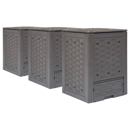 Compostbakken 3 St 60X60X83 Cm Kunststof Rattan Bruin 900 l