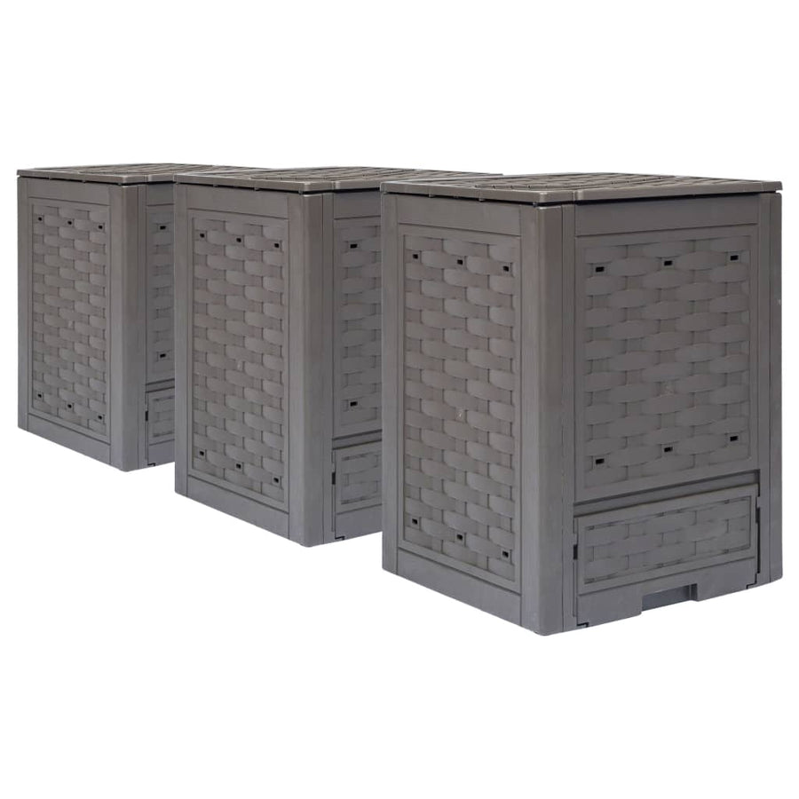 Compostbakken 3 St 60X60X83 Cm Kunststof Rattan Bruin 900 l