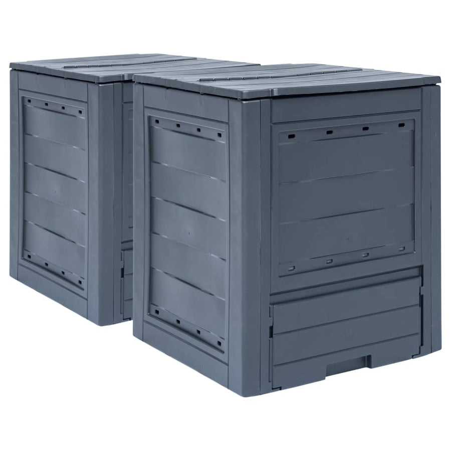 Compostbakken 2 St 60X60X73 Cm Grijs 520 l