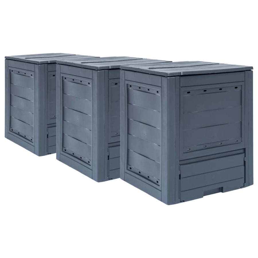 Compostbakken 3 St 60X60X73 Cm Grijs 780 l