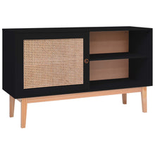Dressoir 130X40X80 Cm Mdf En Rattan Zwart