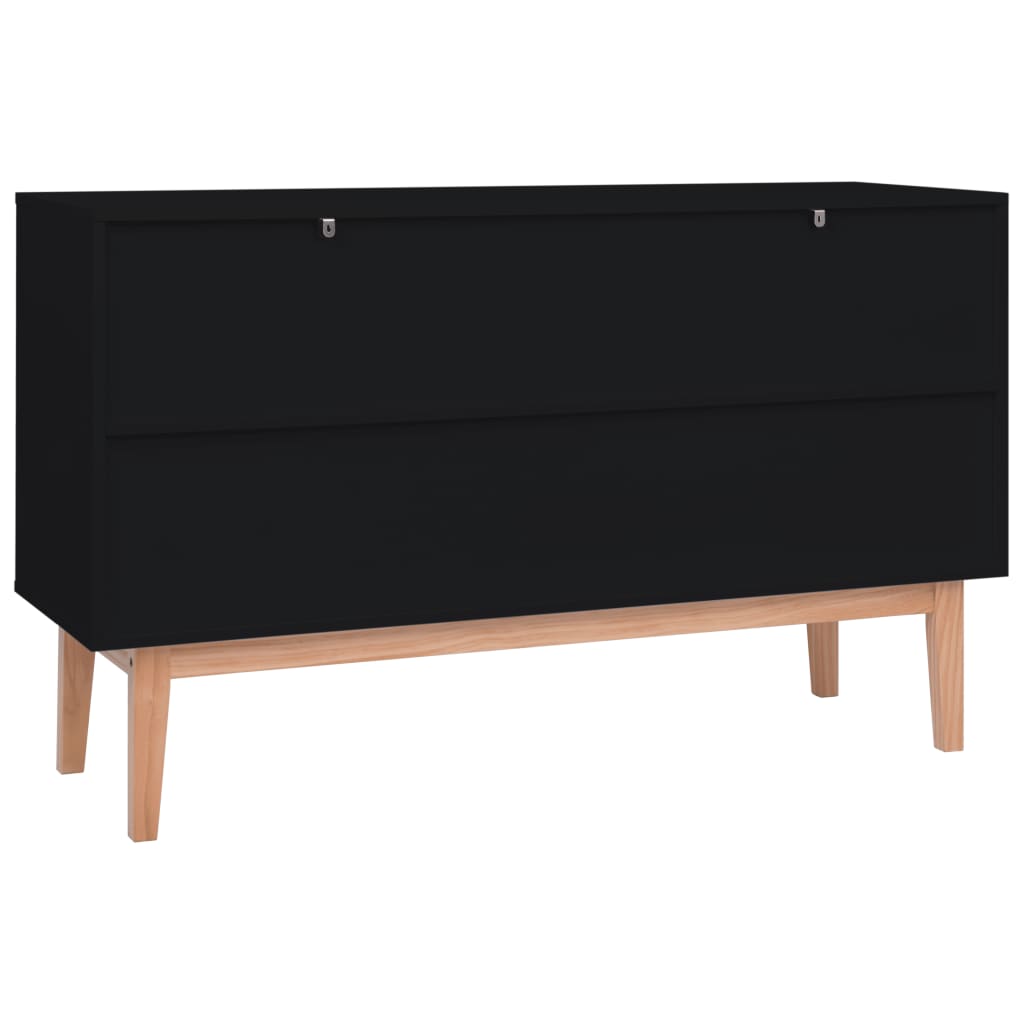 Dressoir 130X40X80 Cm Mdf En Rattan Zwart