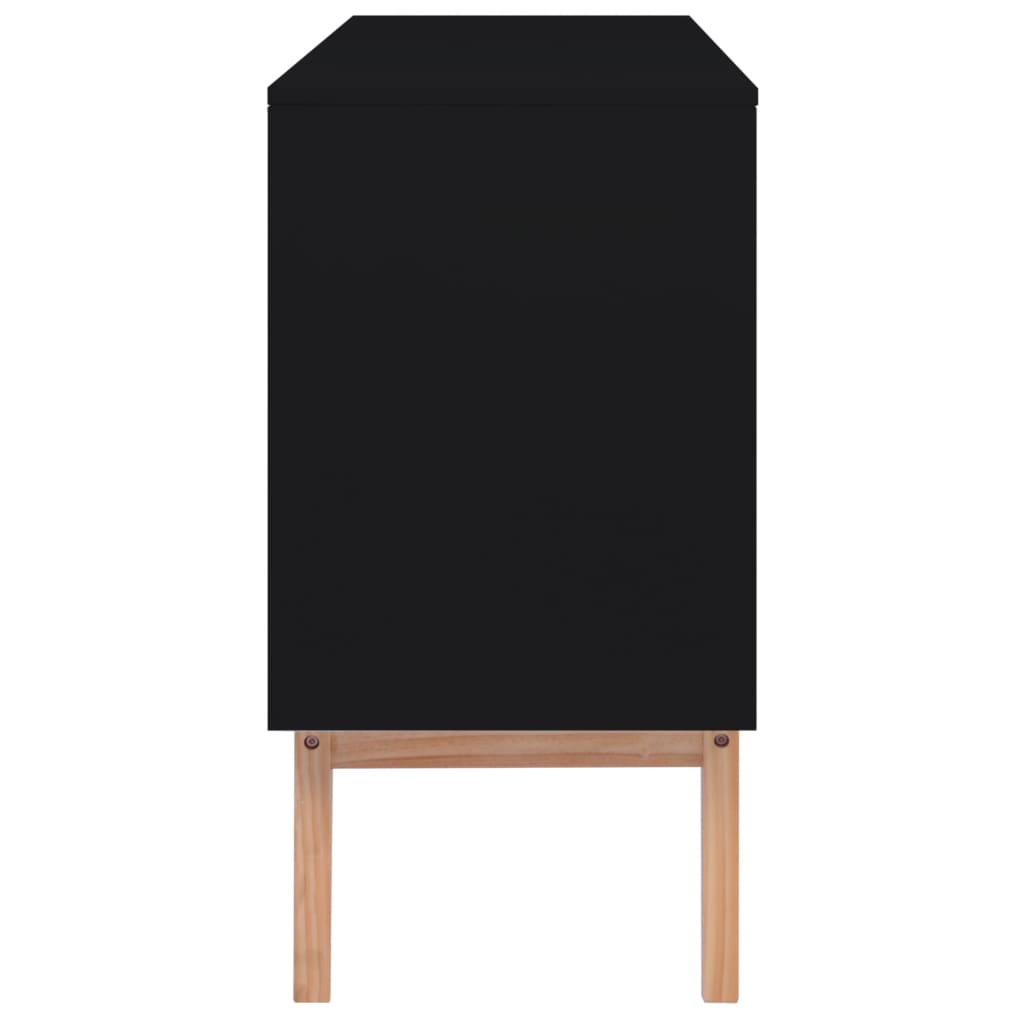 Dressoir 130X40X80 Cm Mdf En Rattan Zwart